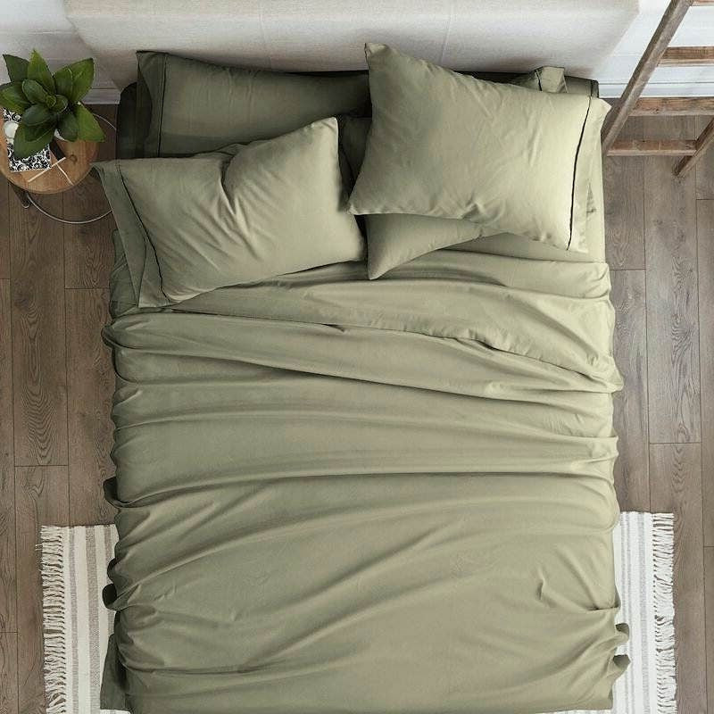 Queen Size Sage 6 PCS Soft Wrinkle Resistant Microfiber Polyester Sheet Set-0