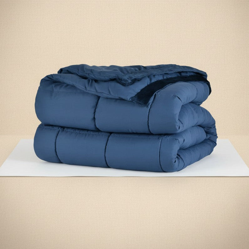 Marine blue microfiber down-alternative comforter two-pack