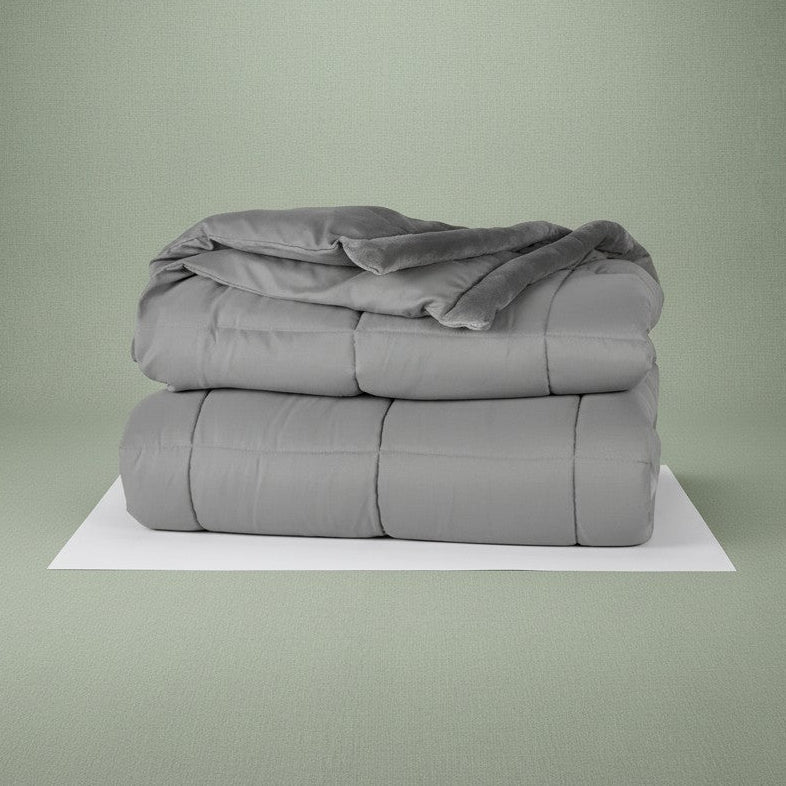 Smoke gray microfiber down-alternative comforter two-pack
