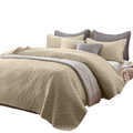 Beige Quilted Microfiber Bedspread Set – Queen