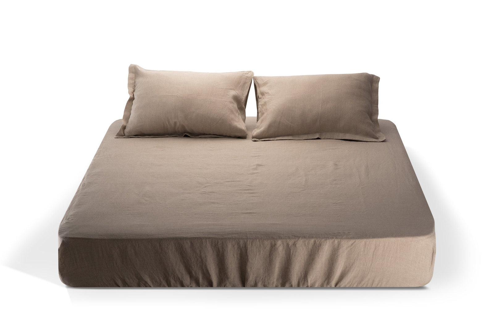 Natural linen fitted sheet-0